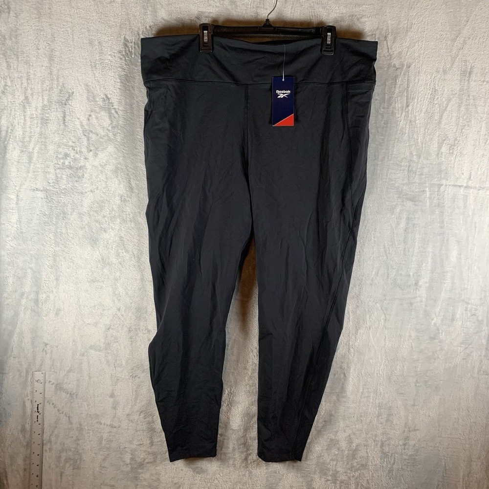 Rebook Women's Leggings 4X Speedwick Black High Rise Plus Gym‎ Workout Yoga NWT